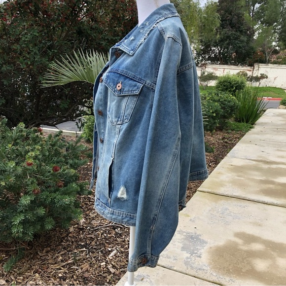 One 5 One Distressed Demin Jacket 2XL NWOT - Picture 4 of 10